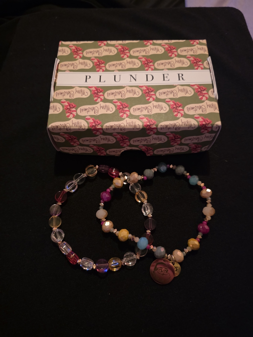 Plunder Pink, Yellow, Blue & Clear Beaded Stretch Bracelet Set